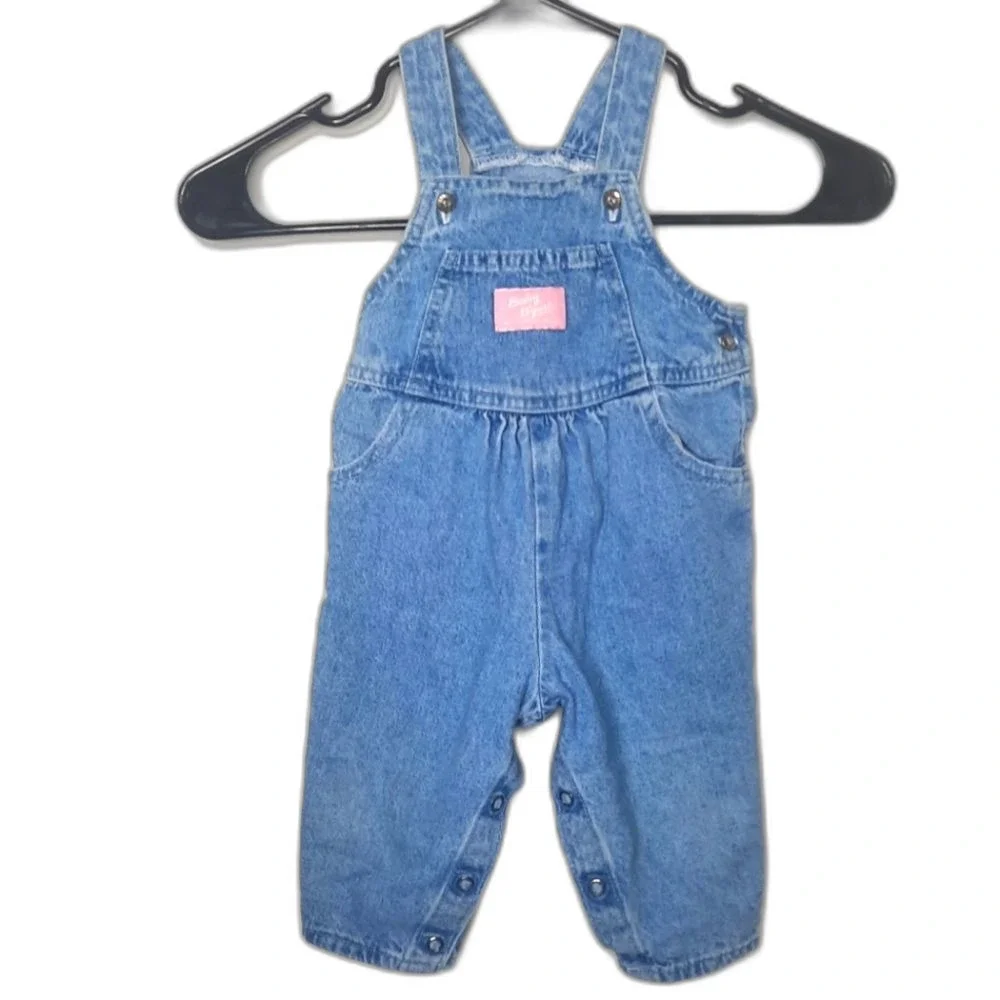 Vintage 90s OshKosh B'gosh Baby B'gosh Girls Denim Overalls Size 12 Months